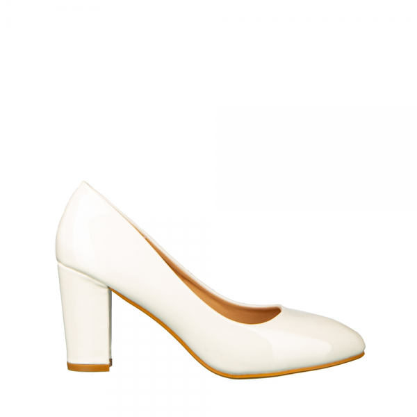 Дамски обувки с ток бели  от еко кожа  Crenta, 2 - Kalapod.bg